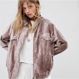 Free people Mauve velvet zip jacket